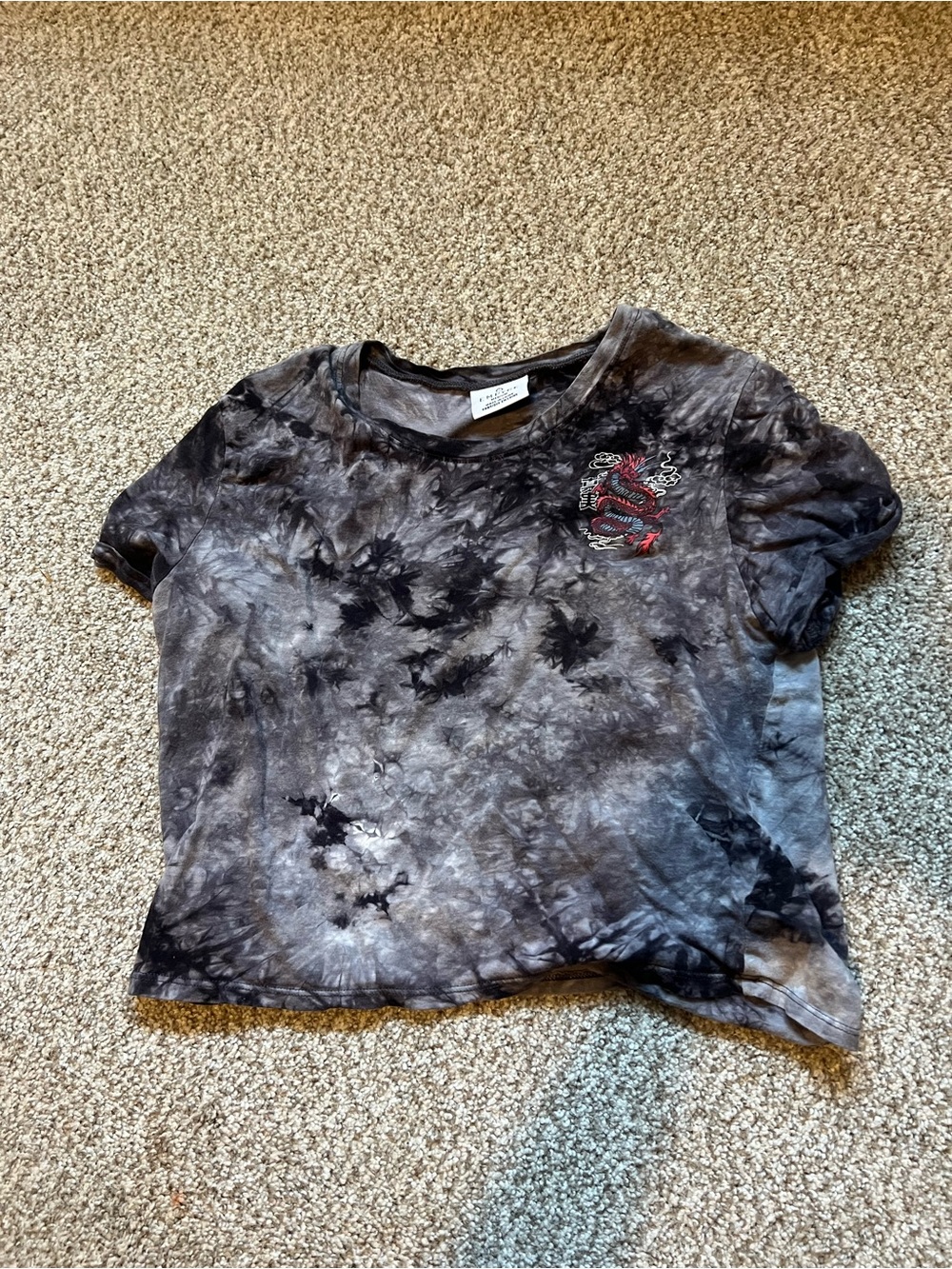 Tie-Dye Black & Grey Women’s crop tee